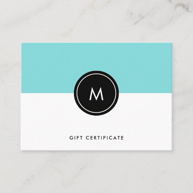 Chic Turquoise and Black | Gift Certificate (Front)