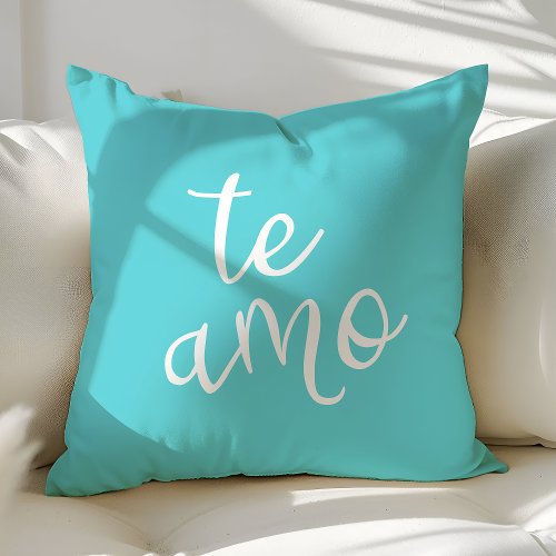 Chic Turquoise And White Spanish I Love You Te Amo Throw Pillow