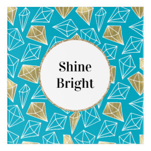Chic Turquoise Aqua Blue Gold Diamonds Acrylic Print