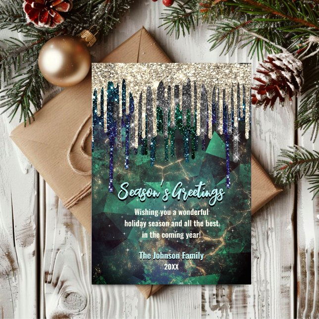 Chic turquoise glitter drips Christmas new year (Creator Uploaded)