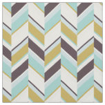 Chic turquoise gold brown geometric zigzag pattern fabric