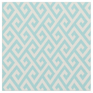 Chic turquoise greek key geometric pattern fabric
