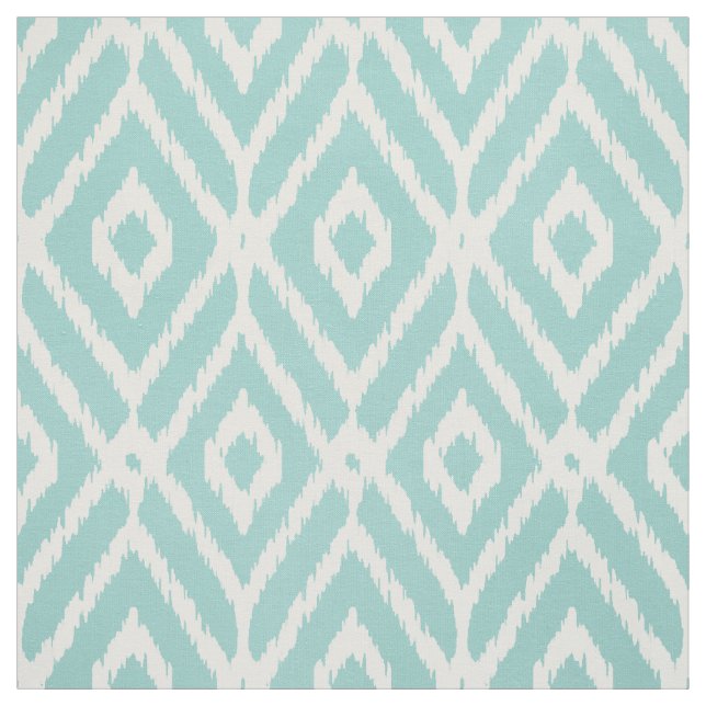 Chic turquoise ikat tribal diamond pattern fabric (Swatch)