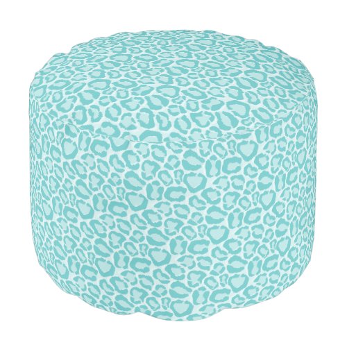 Chic Turquoise Leopard Print Pouf