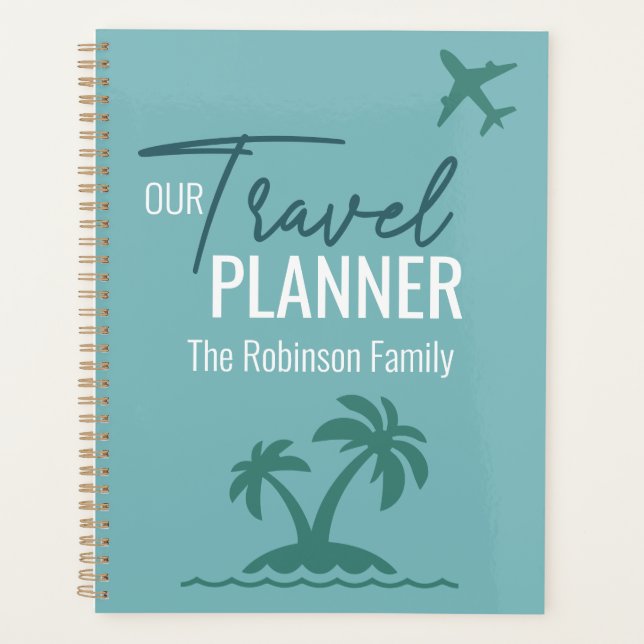 Chic turquoise modern custom Travel Planner (Front)