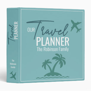 Chic turquoise modern custom Travel Planner Binder