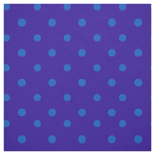 Chic Turquoise on Midnight Blue Polka Dots Pattern Fabric (Swatch)
