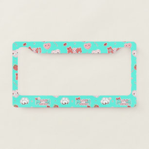 Chic Turquoise Pop Art MOM Love Pattern License Plate Frame
