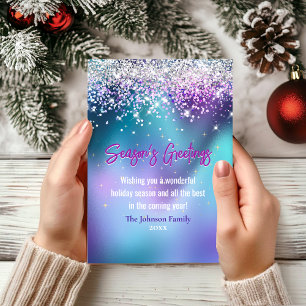 Chic turquoise purple glitter Christmas new year