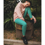 Chic Turquoise Small Polka Dots Pattern Fashion Leggings<br><div class="desc">Custom, retro, cool, cute, chic, stylish, trendy, breathable, hand sewn, white polka dots on turquoise pattern womens full length fashion travel workout sports yoga gym running leggings pants, that stretches to fit your body, hugs in all the right places, bounces back after washing, and doesn't lose their shape on repeated...</div>