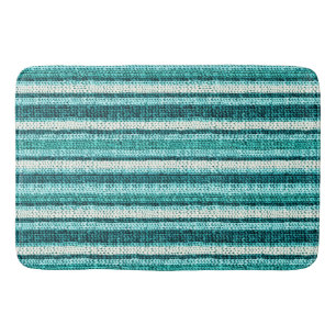 Chic turquoise striped bath mat