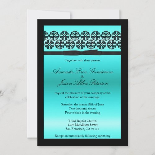 Chic Turquoise Wedding Invite with Bow