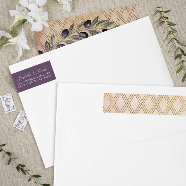 Chic Tuscan Gold Olive Branches Wrap Around Label (Tuscan Gold Lattice and Olive Branches Wrap Around Label)