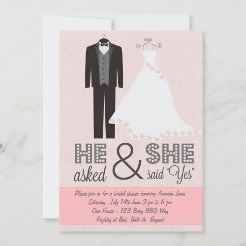 Chic Tux and Dress Bridal Shower Invitation