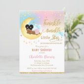 Chic Twinkle Little Star African Girl Baby Shower  Invitation (Standing Front)