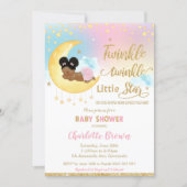 Chic Twinkle Little Star African Girl Baby Shower  Invitation (Front)