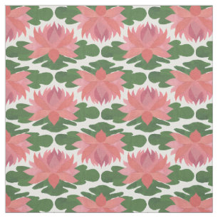 Chic Two-way Water Lilies on White Custom Fabric