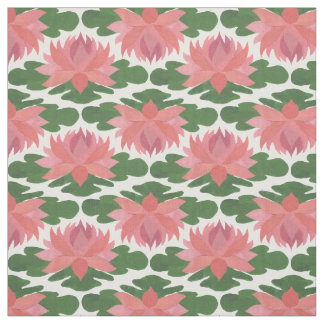 Chic Two-way Water Lilies on White Custom Fabric