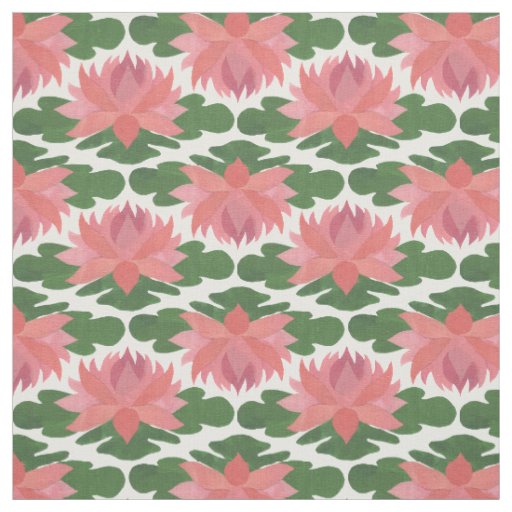 Chic Two-way Water Lilies on White Custom Fabric