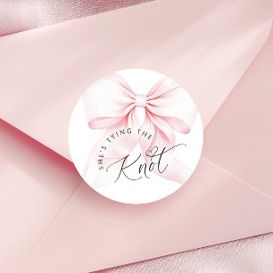 Chic Tying the Knot Bridal Shower Invitation Classic Round Sticker
