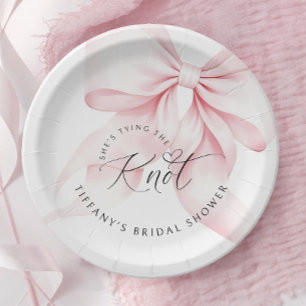 Chic Tying the Knot Bridal Shower Invitation Paper Plates