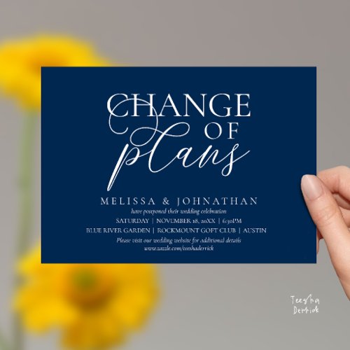 Chic Typographic Wedding Postpone Change of plans Invitation