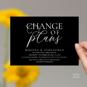 Chic Typographic Wedding Postpone Change of plans Invitation