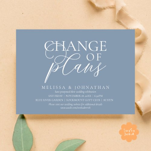 Chic Typographic Wedding Postpone Change of plans Invitation