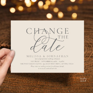 Chic Typographic Wedding Postpone Change the date Invitation