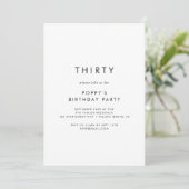 Chic Typography 30th Birthday Party Invitation (Standing Front)