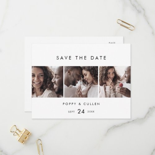 Chic Typography 3 Photo Template Save the Date