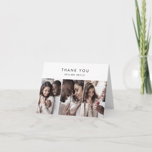 Chic Typography 3 Photo Template Thank You Card