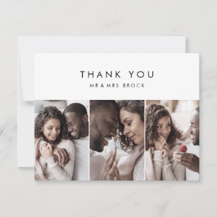 Chic Typography 3 Photo Template Thank You Card
