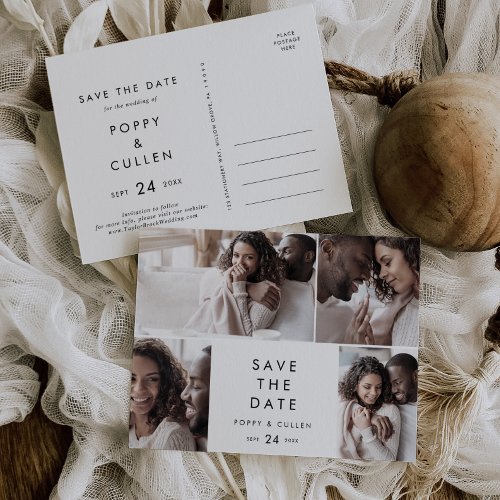 Chic Typography 4 Photo Template Save the Date