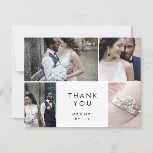 Chic Typography 4 Photo Template Thank You Card