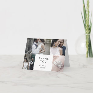 Chic Typography 4 Photo Template Thank You Card