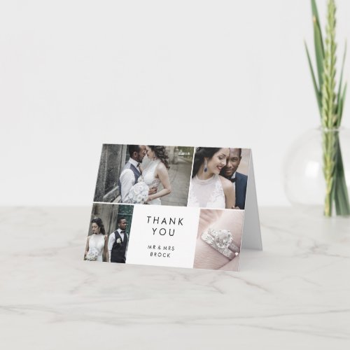 Chic Typography 4 Photo Template  Thank You Card