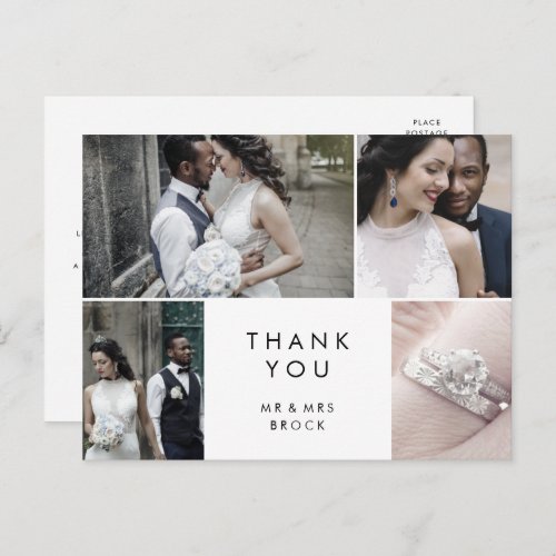 Chic Typography 4 Photo Template Thank You Postcard