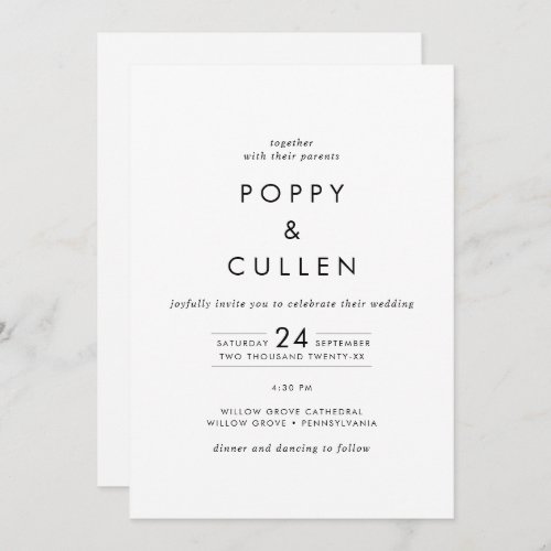 Chic Typography All In One Wedding Invitation