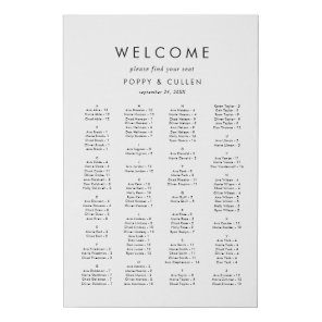 Chic Typography Alphabetical Seating Chart Faux Canvas Print