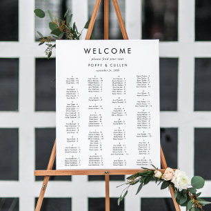 Chic Typography Alphabetical Seating Chart Foam Board