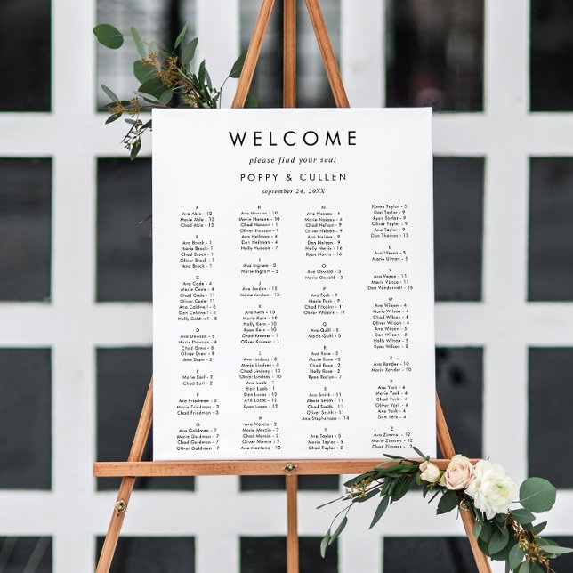 Chic Typography Alphabetical Seating Chart Foam Board (Creator Uploaded)