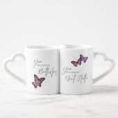 Chic Typography and Butterflies - Custom Name Year Coffee Mug Set (Front Nesting)