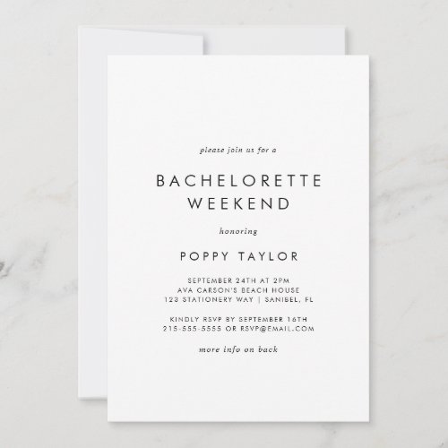Chic Typography Bachelorette Weekend Invitation