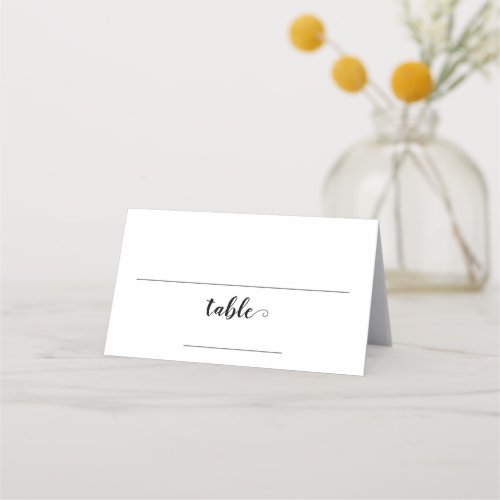 Chic Typography Black and white Table wedding Place Card