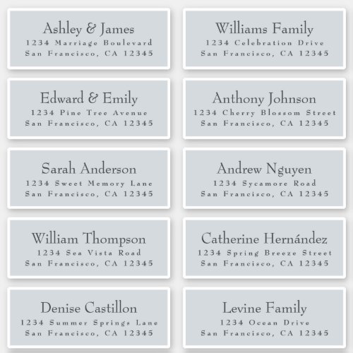 Chic Typography Blue Wedding Guest Address Labels