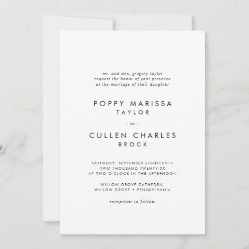 Chic Typography Bold Name Traditional Wedding Invitation