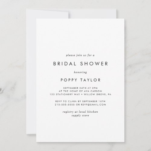 Chic Typography Bridal Shower Invitation