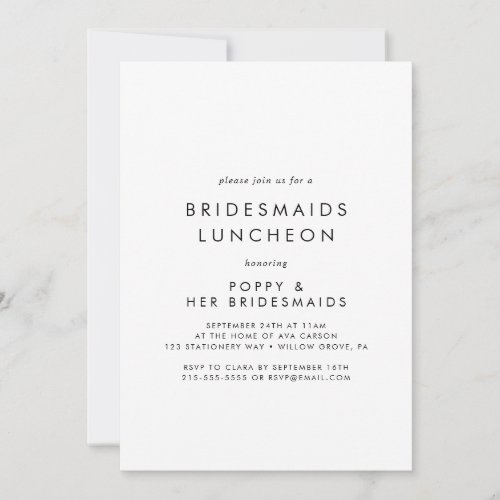 Chic Typography Bridesmaids Luncheon Invitation