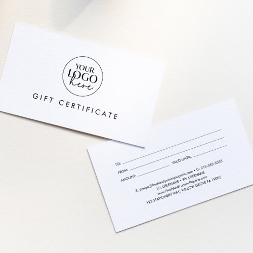 Chic Typography Business Logo Gift Certificate